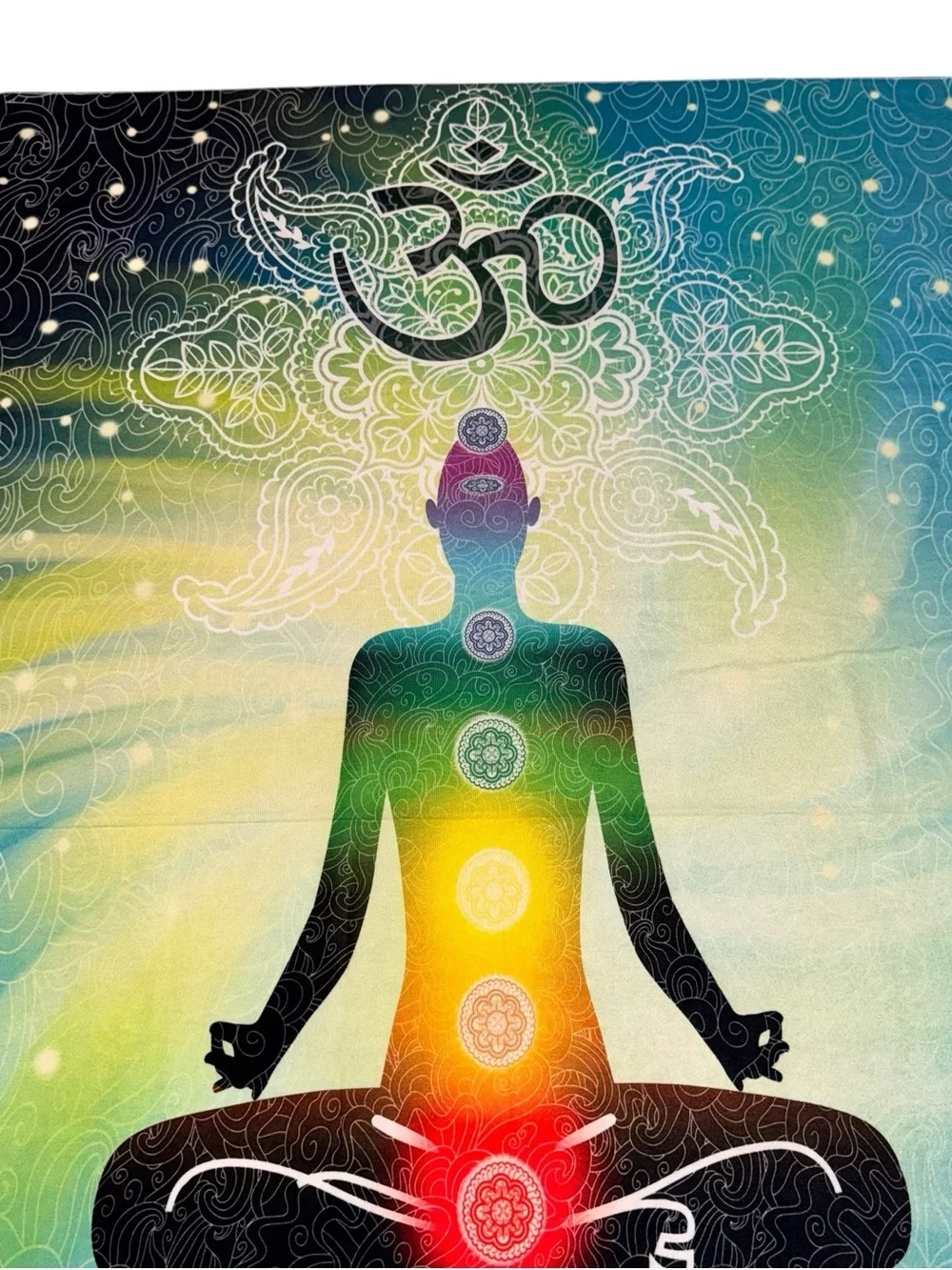Unbranded Buddhism Tapestry Zen Yoga Prana Chakra Yoga New Age Flannel Fabric